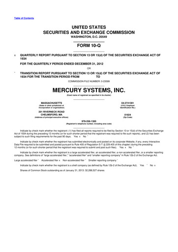 Thumbnail Mercury Systems 10-Q Quarterly Report FY2012 