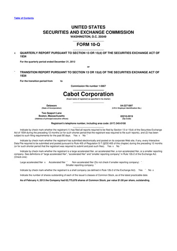 Thumbnail Cabot Corporation
 10-Q Quarterly Report FY2013 