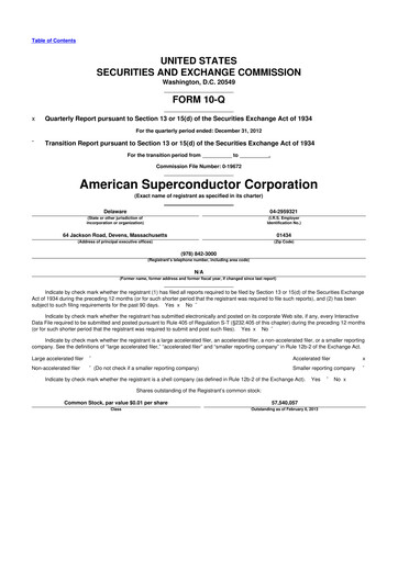 Vorschaubild American Superconductor Corporation 10-Q Quartalsbericht 2013 