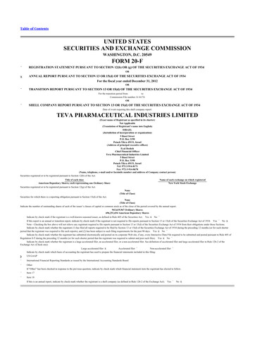 Vorschaubild Teva Pharmaceutical Industries 20-F Jahresbericht 2012