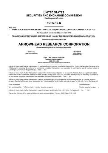 Thumbnail Arrowhead Pharmaceuticals
 10-Q Quarterly Report FY2013 