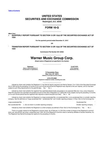 Vorschaubild Warner Music Group
 10-Q Quartalsbericht 2013 