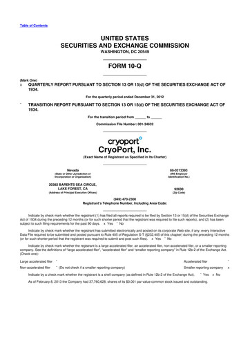 Thumbnail CryoPort 10-Q Quarterly Report FY2013 