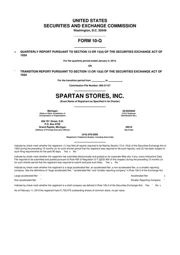 Thumbnail SpartanNash
 10-Q Quarterly Report FY2013 