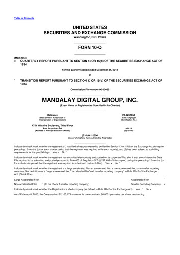 Thumbnail Digital Turbine
 10-Q Quarterly Report FY2012 