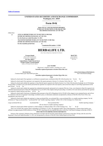 Thumbnail Herbalife 10-K Annual Report 2012