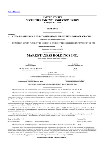 Thumbnail MarketAxess
 10-K Annual Report 2012