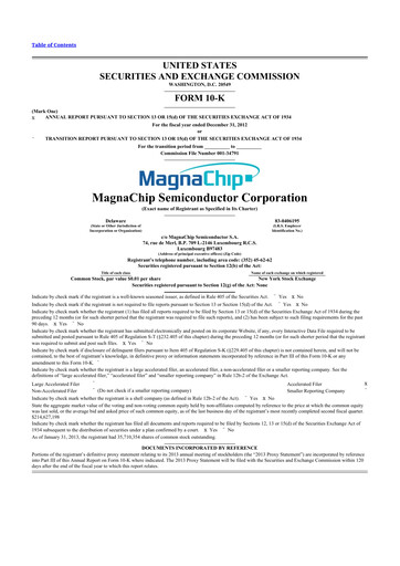 Thumbnail Magnachip Semiconductor 10-K Annual Report 2012