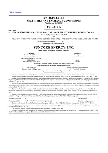 Thumbnail SunCoke Energy
 10-K Annual Report 2012