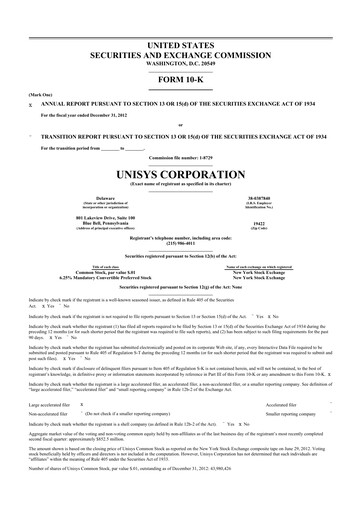 Thumbnail Unisys 10-K Annual Report 2012