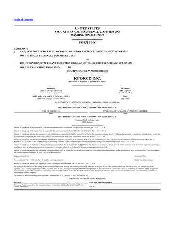 Thumbnail Kforce 10-K Annual Report 2012