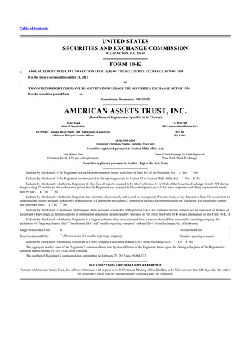 Thumbnail American Assets Trust
 10-K Annual Report 2012