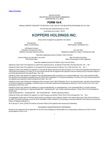 Thumbnail Koppers Holdings 10-K Annual Report 2012