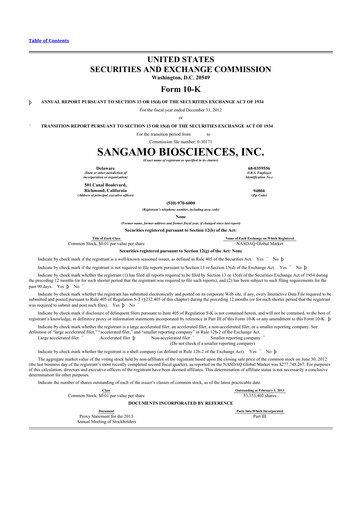Thumbnail Sangamo Therapeutics
 10-K Annual Report 2012