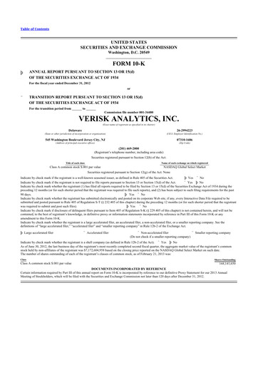 Thumbnail Verisk Analytics 10-K Annual Report 2012