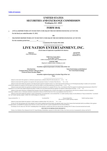 Miniature Live Nation
 10-K Rapport annuel 2012