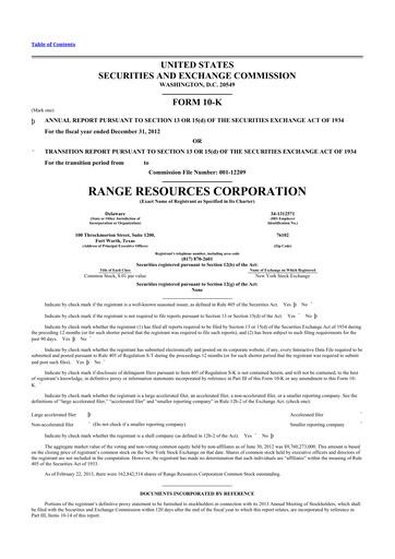 Miniature Range Resources
 10-K Rapport annuel 2012