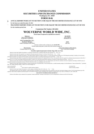 Thumbnail Wolverine World Wide
 10-K Annual Report 2012