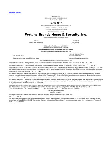 Thumbnail Fortune Brands Innovations 10-K Annual Report 2012