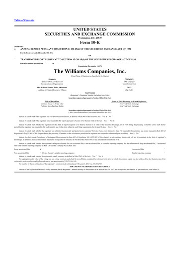 Thumbnail Williams Companies
 10-K Annual Report 2012