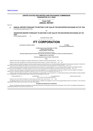 Thumbnail ITT 10-K Annual Report 2012
