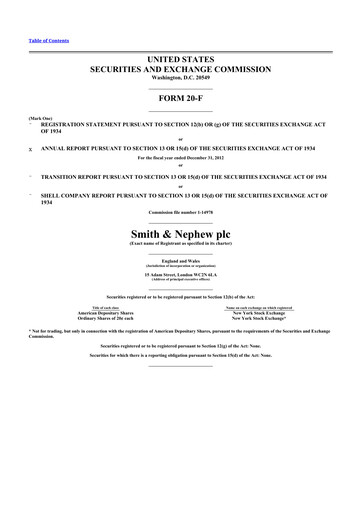 Miniature Smith & Nephew
 20-F Rapport annuel 