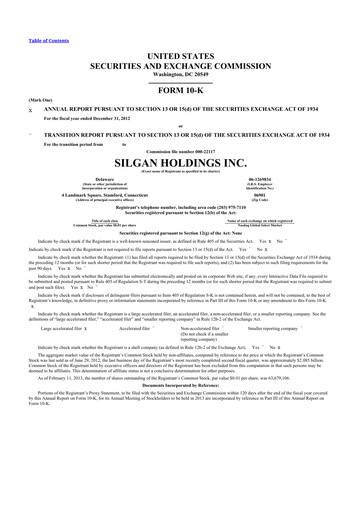 Thumbnail Silgan Holdings
 10-K Annual Report 2012