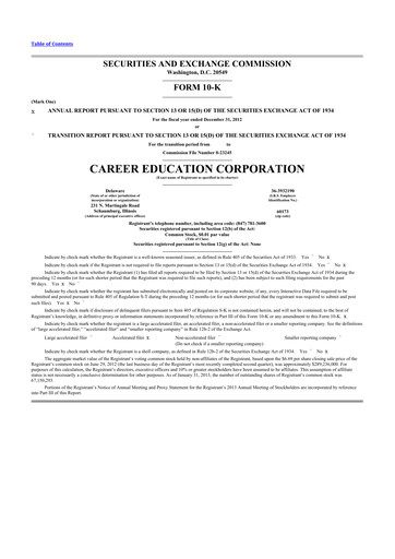 Thumbnail Perdoceo Education 10-K Annual Report 2012