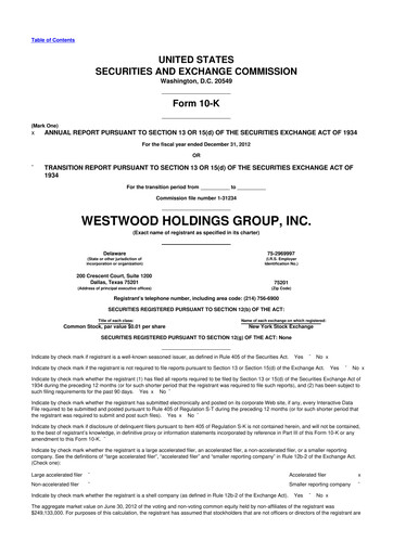 Thumbnail Westwood Holdings Group 10-K Annual Report 2012