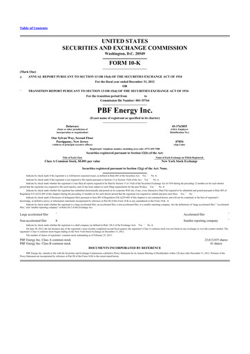 Thumbnail PBF Energy
 10-K Annual Report 
