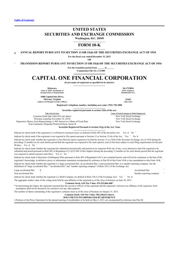 Miniature Capital One 10-K Rapport annuel 2012