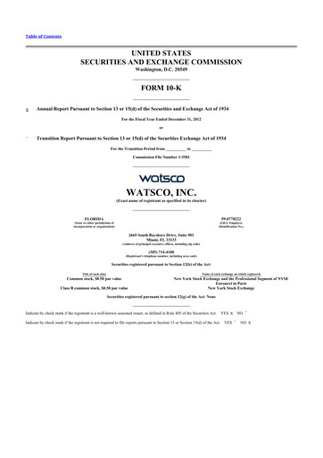 Miniature Watsco
 10-K Rapport annuel 2012