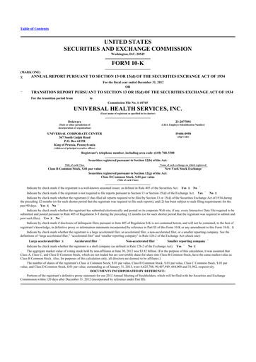 Thumbnail Universal Health Services
 10-K Annual Report 2012