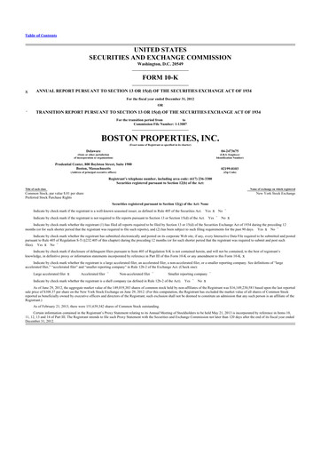 Thumbnail BXP, Inc.
 10-K Annual Report 2012