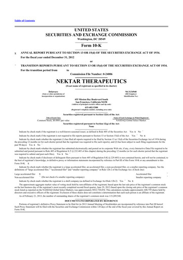 Thumbnail Nektar Therapeutics
 10-K Annual Report 2012