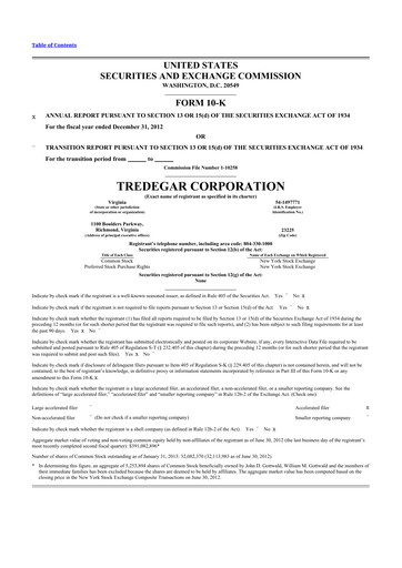 Thumbnail Tredegar 10-K Annual Report 2012