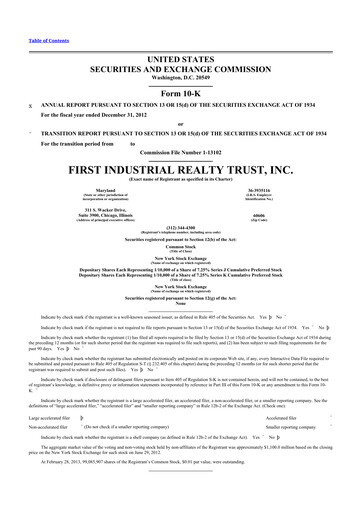 Thumbnail First Industrial Realty Trust 10-K Annual Report 2012