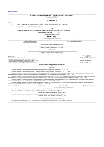Thumbnail SITE Centers
 10-K Annual Report 2012