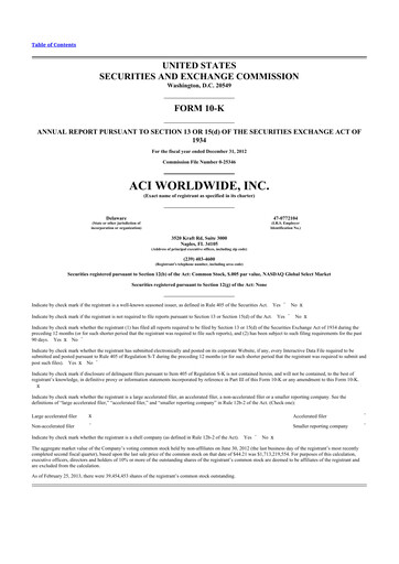 Thumbnail ACI Worldwide
 10-K Annual Report 2012