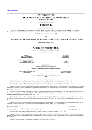 Thumbnail Chord Energy 10-K Annual Report 2012
