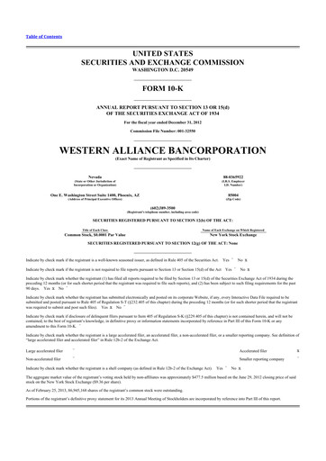 Thumbnail Western Alliance Bancorporation
 10-K Annual Report 2012