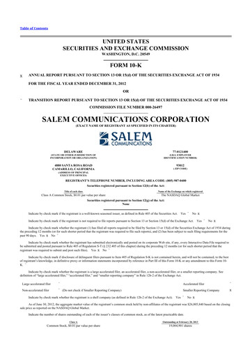 Thumbnail Salem Media Group
 10-K Annual Report 2012