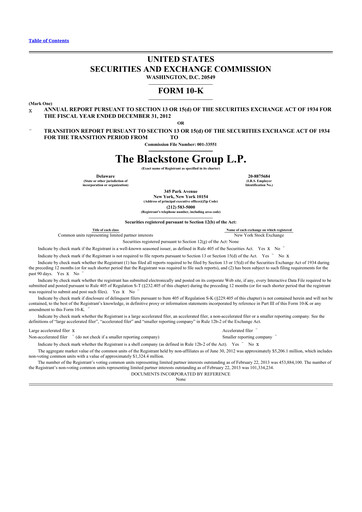 Thumbnail Blackstone Group 10-K Annual Report 2012