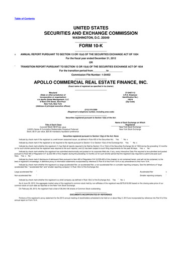 Thumbnail Apollo Commercial Real Estate Finance 10-K Annual Report 2012