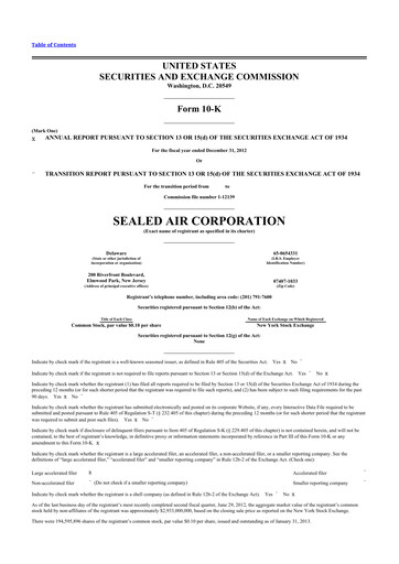 Thumbnail Sealed Air
 10-K Annual Report 2012