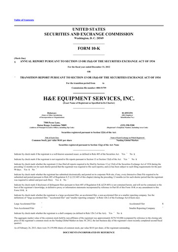 Thumbnail H&E Equipment Services 10-K Annual Report 2012