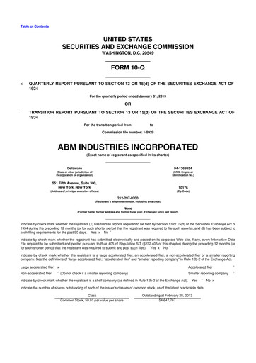 Thumbnail ABM Industries
 10-Q Quarterly Report FY2013 