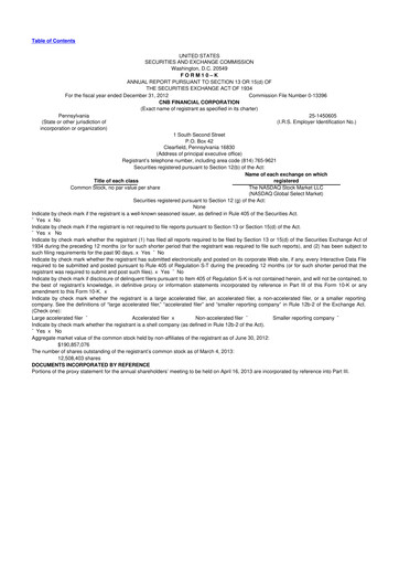 Thumbnail CNB Financial Corp 10-K Annual Report 2012