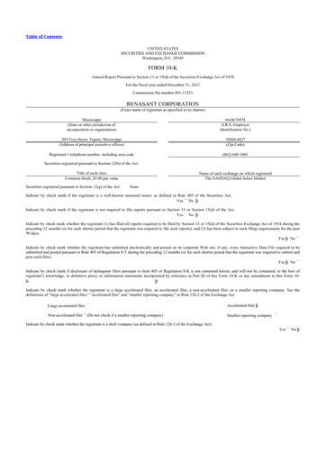 Miniature Renasant Corp 10-K Rapport annuel 2012