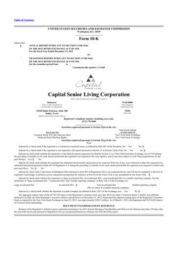 Thumbnail Sonida Senior Living 10-K Annual Report 2012